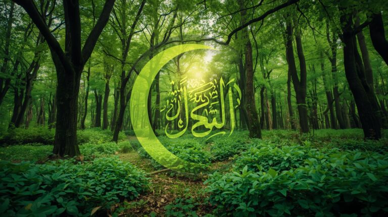 Green Islamic landscape representing ekoteologi and environmental stewardship in Islam