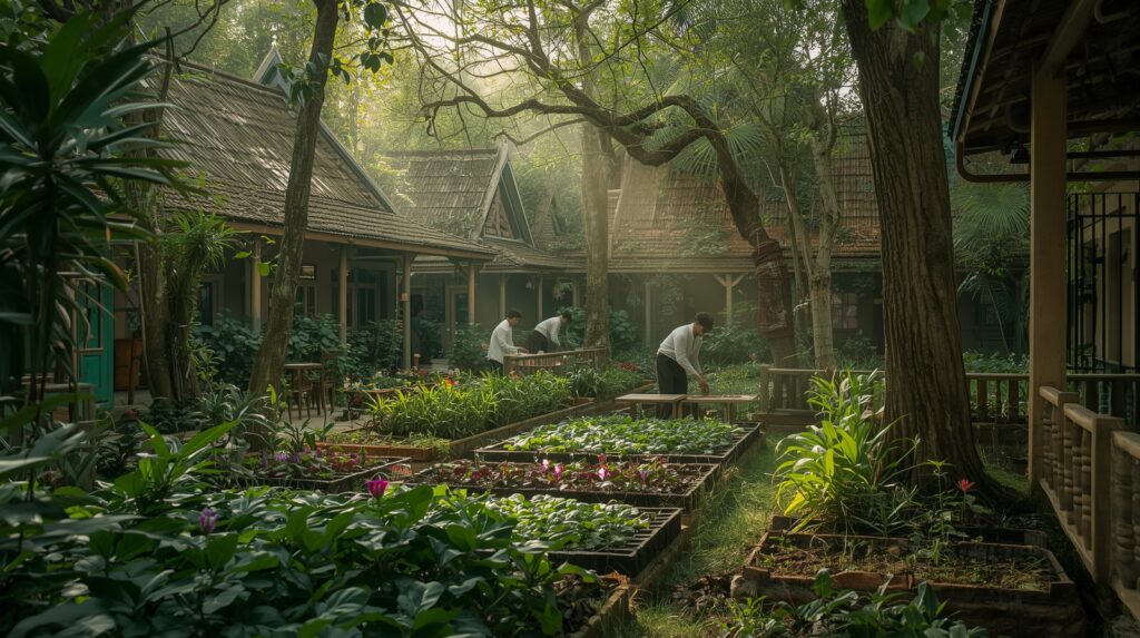 Pemandangan alam hijau dengan simbol Islam
mewakili ekoteologi dan pelestarian lingkungan
sebagai tanggung jawab religius dalam Islam