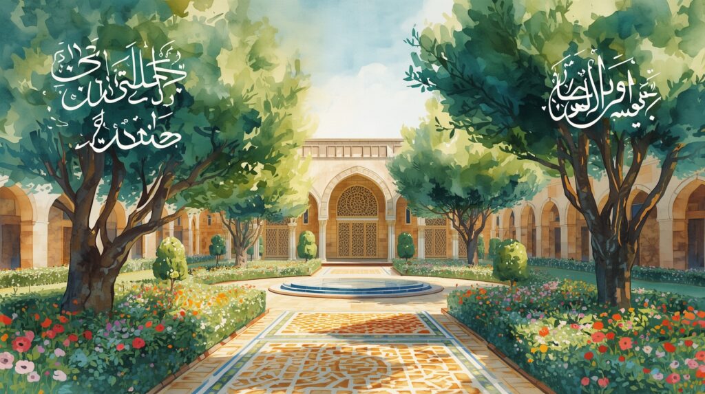 "Lanskap Islam hijau yang mewakili ekoteologi
dan tanggung jawab lingkungan dalam Islam"