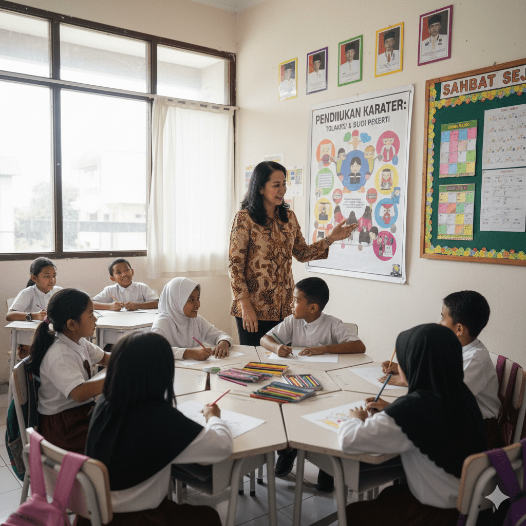 Pendidikan karakter berbasis moderasi beragama dengan siswa beragam latar belakang belajar nilai-nilai toleransi