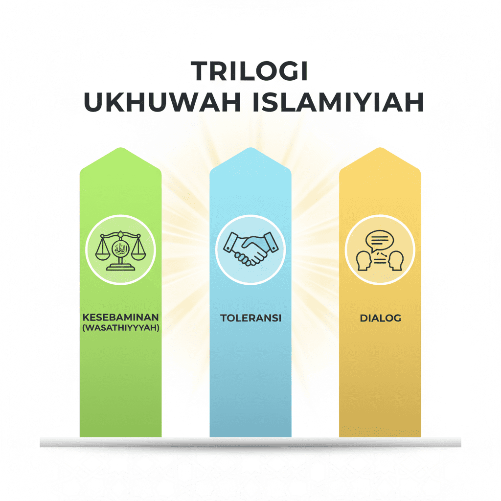 Tiga pilar utama moderasi Islam di Jombang: wasathiyah, toleransi, dan dialog.