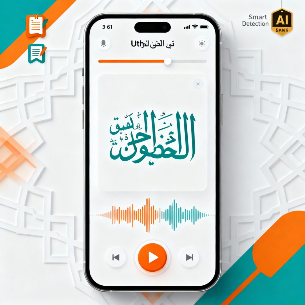 Interface app hafalan quran tarteel AI dengan fitur deteksi kesalahan bacaan real-time