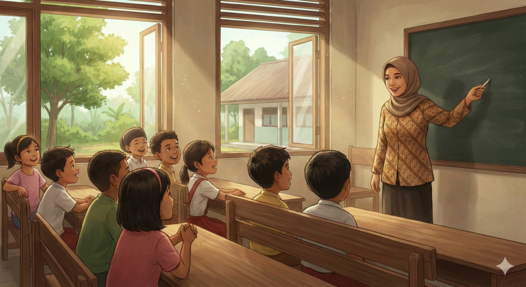 hari guru nasional 2025, guru mengajar anak-anak di desa