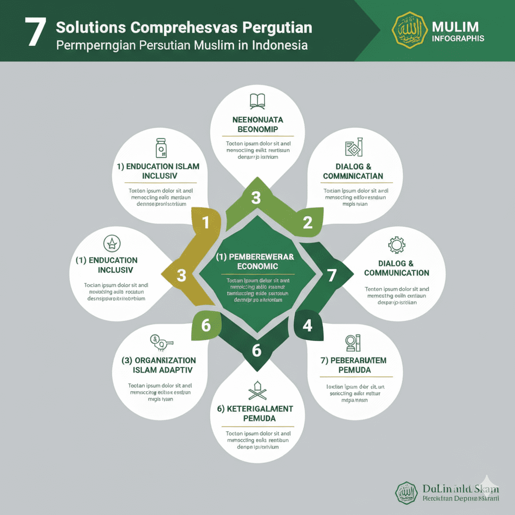 Seven comprehensive solutions for strengthening Muslim unity - education, economic empowerment, dialogue, organizational reform, media literacy, youth engagement, spiritual renewal
