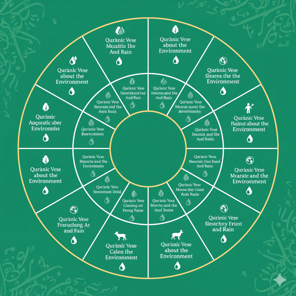 Infografis 25 ayat Al-Quran tentang ekologi dalam islam dan lingkungan.