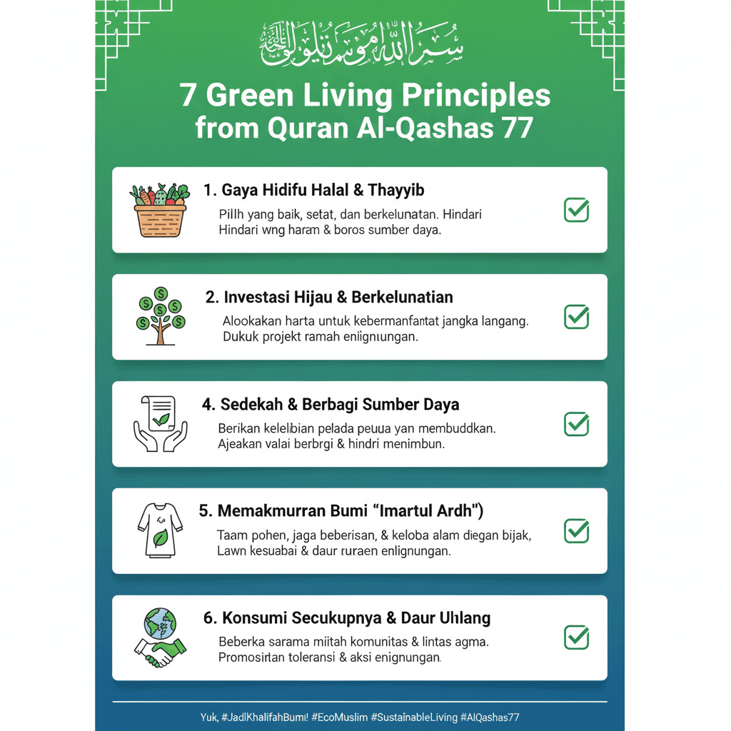 7 prinsip green living islam al qashas 77 gaya hidup muslim berkelanjutan konsumsi halal investasi hijau zakat produktif