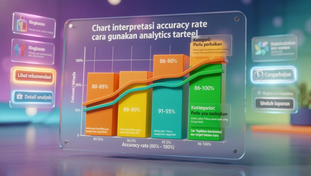 "Chart interpretasi accuracy rate cara gunakan analytics tarteel dari 80% hingga 100% dengan kategori dan action plan"