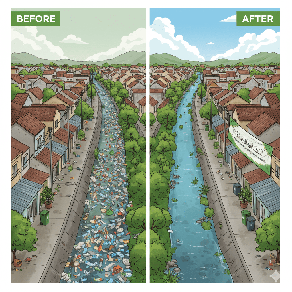 Dalil buang sampah sembarangan menginspirasi perubahan kampung kumuh menjadi kampung bersih
