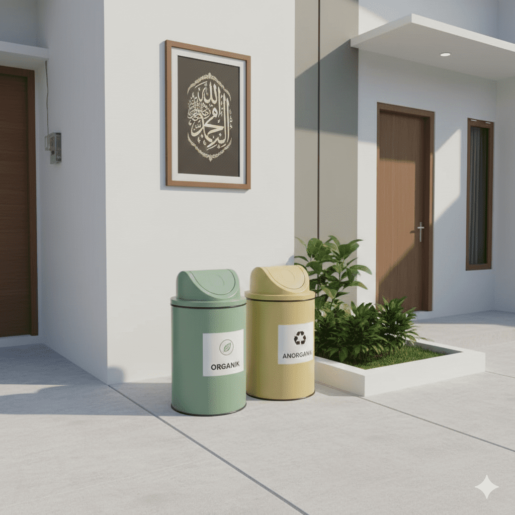 pemilahan sampah islam dua tempat sampah organik dan anorganik di rumah muslim