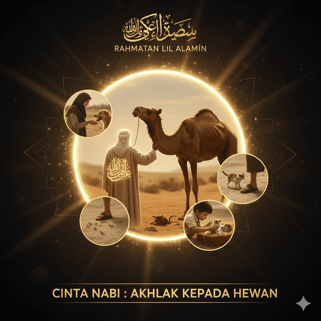 hadits sayang hewan dalam ilustrasi kasih sayang Nabi Muhammad kepada unta, anjing, kucing, dan semut