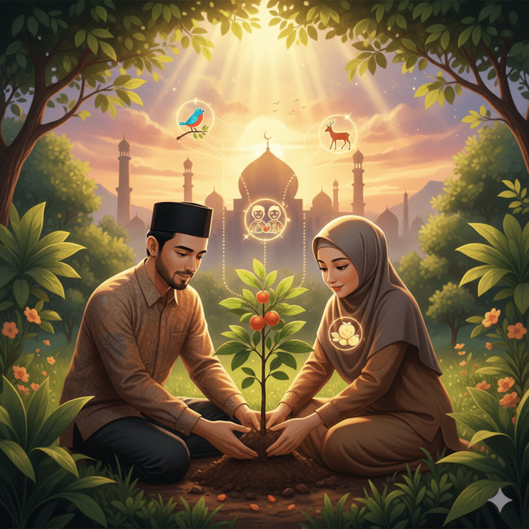 ilustrasi hadits tanam pohon sedekah jariyah pahala mengalir untuk manusia hewan dan burung