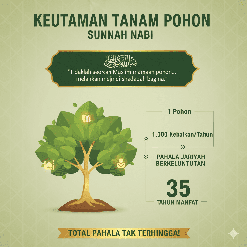 Infografis keutamaan tanam pohon sunnah nabi dan pahala jariyah