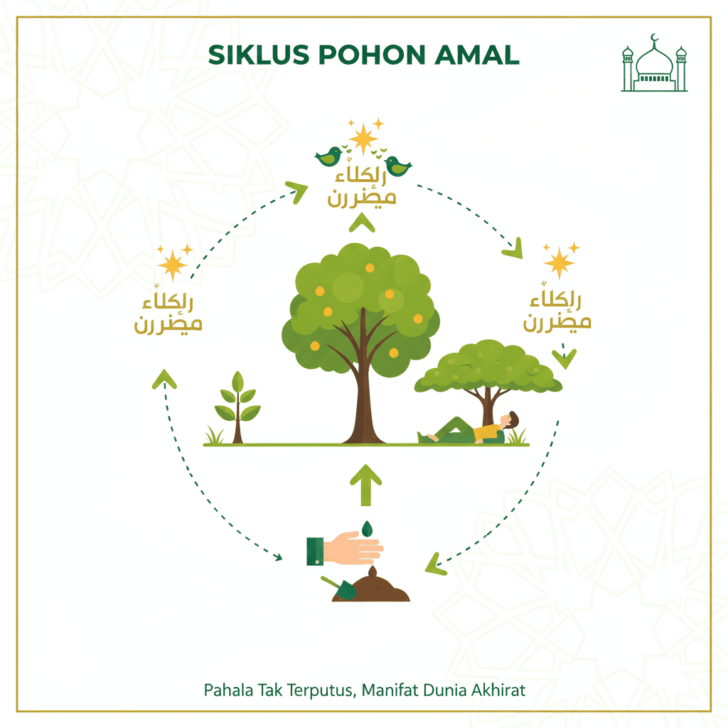 infografis alur pahala dari hadits tanam pohon sedekah jariyah dalam islam