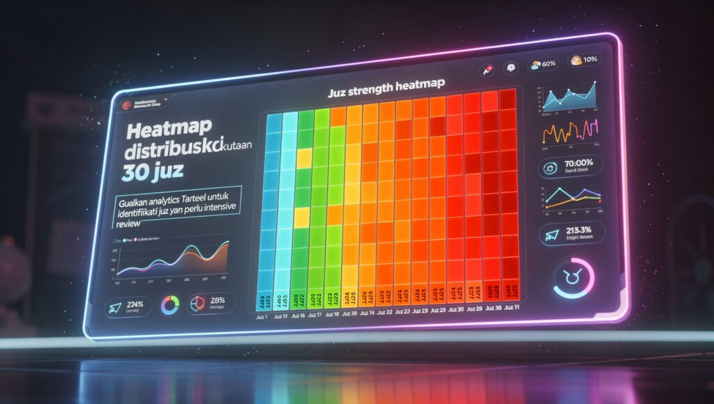 "Heatmap distribusi kekuatan 30 juz cara gunakan analytics tarteel untuk identifikasi juz lemah yang perlu intensive review"