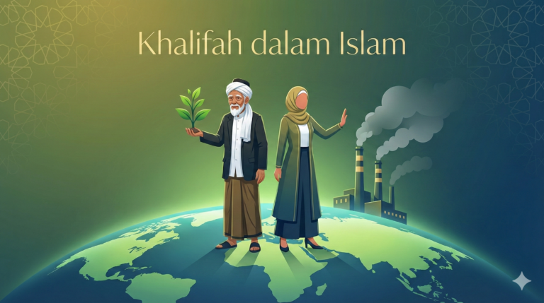 Ilustrasi khalifah dalam Islam sebagai penjaga bumi dan lingkungan.