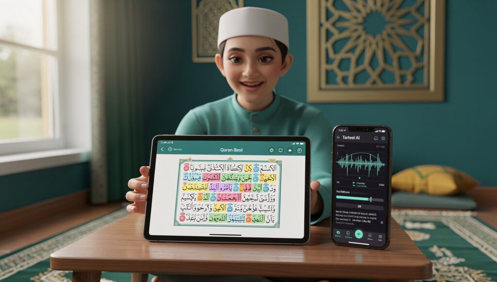 Kombinasi Quran Best dan Tarteel AI untuk tajwid berwarna dan tracking hafalan Quran