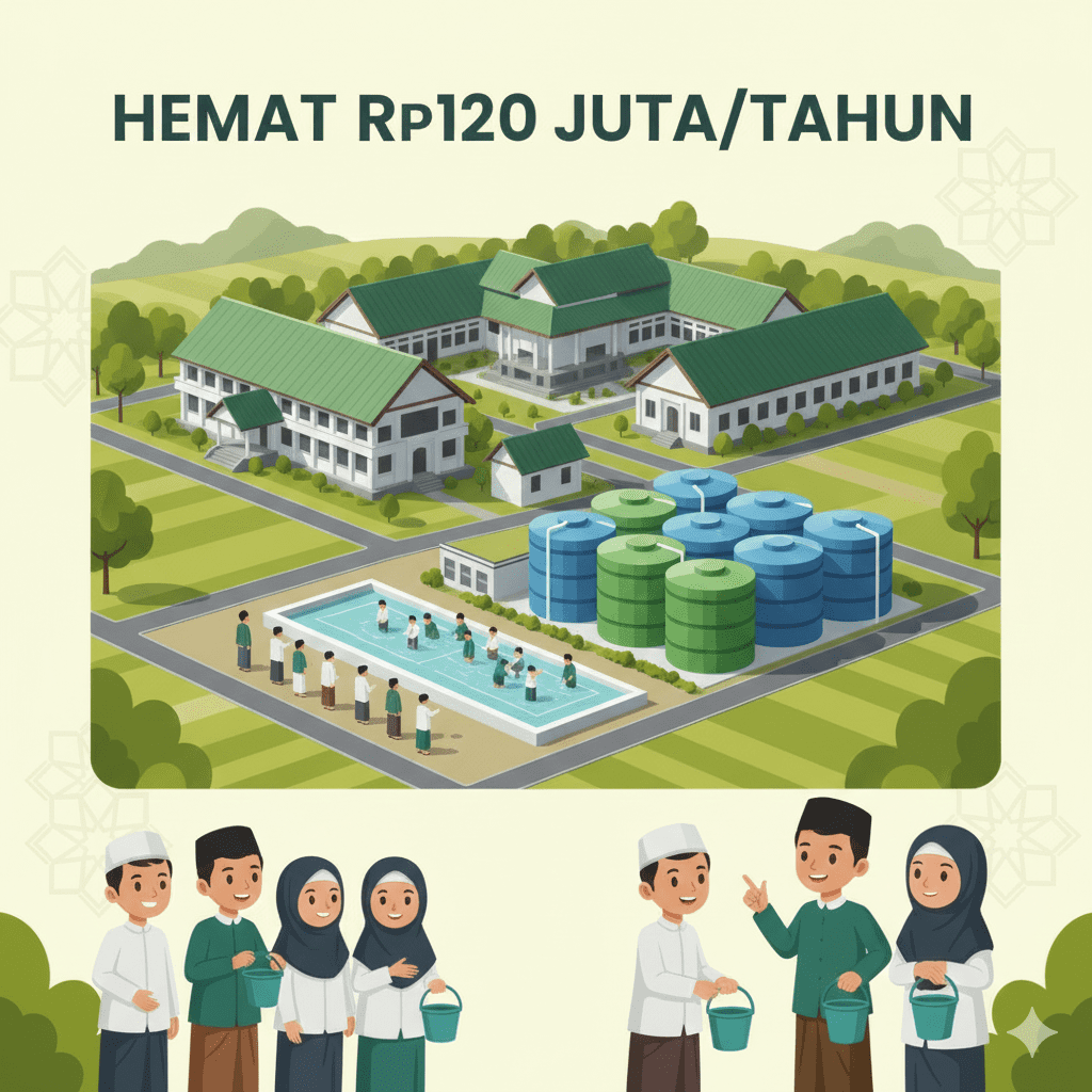 studi kasus rainwater harvesting pesantren yang menghemat biaya PDAM hingga ratusan juta rupiah per tahun