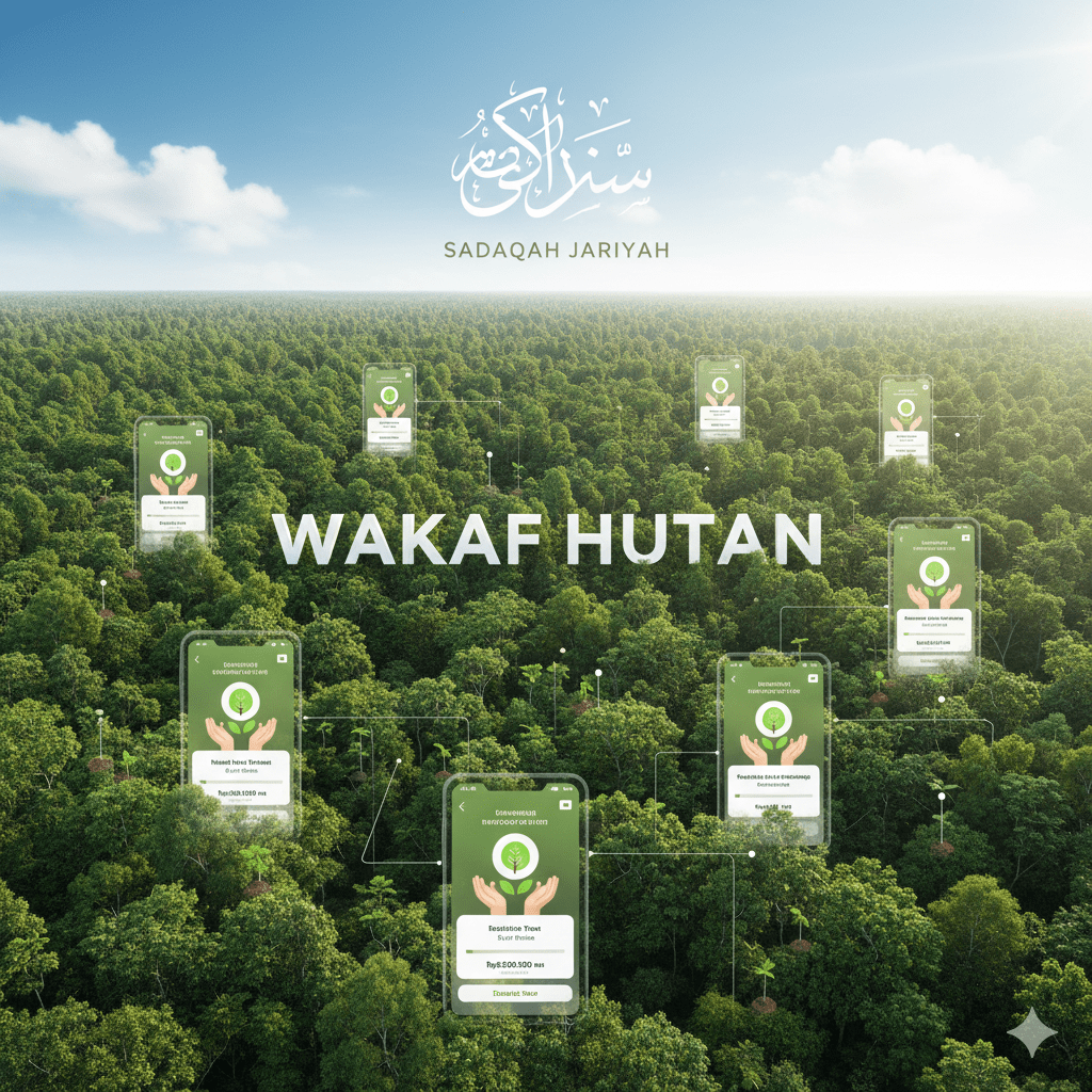 ilustrasi wakaf hutan dan sedekah pohon online sebagai sedekah jariyah modern
