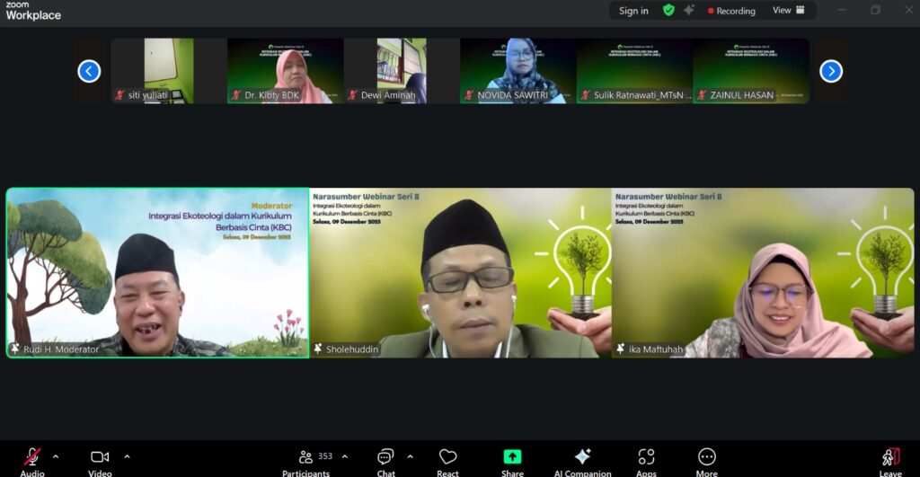 Narasumber Webinar Ekoteologi dalam Kurikulum Cinta, Dr. Sholehuddin dan Hj. Maftuchah Mustiqowati