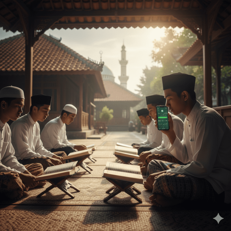 Integrasi Tarteel AI dengan metode tahfidz pesantren tradisional yang menggabungkan hafalan Al-Qurβan dan teknologi secara harmonis