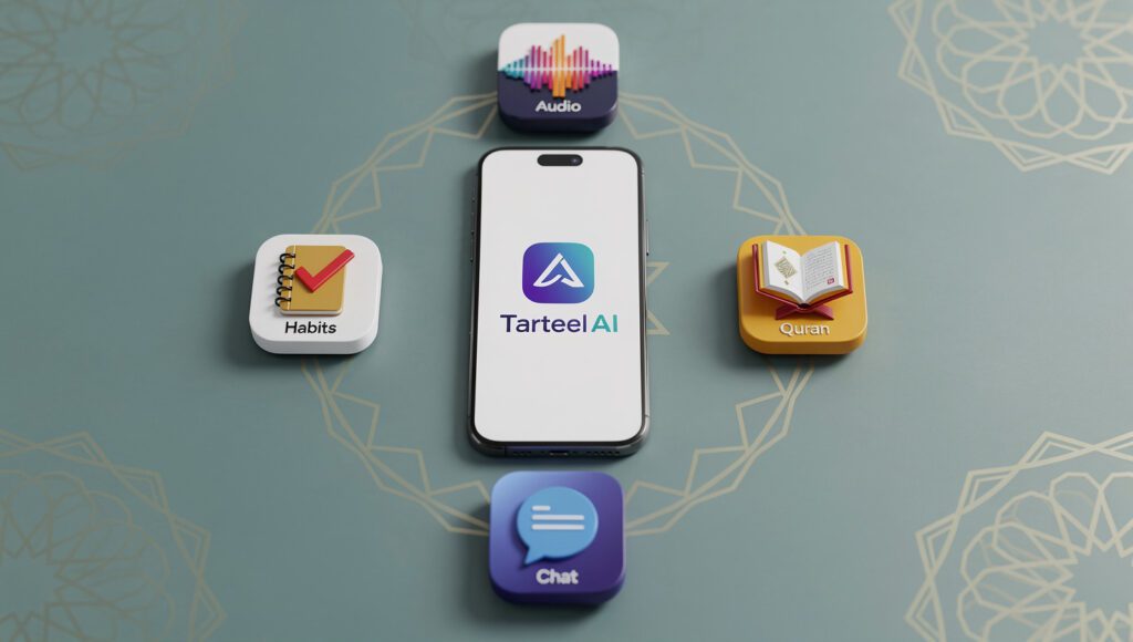 aplikasi pendukung Tarteel AI dengan 5 tools hafalan Qur'an termasuk habit tracker note taking dan backup