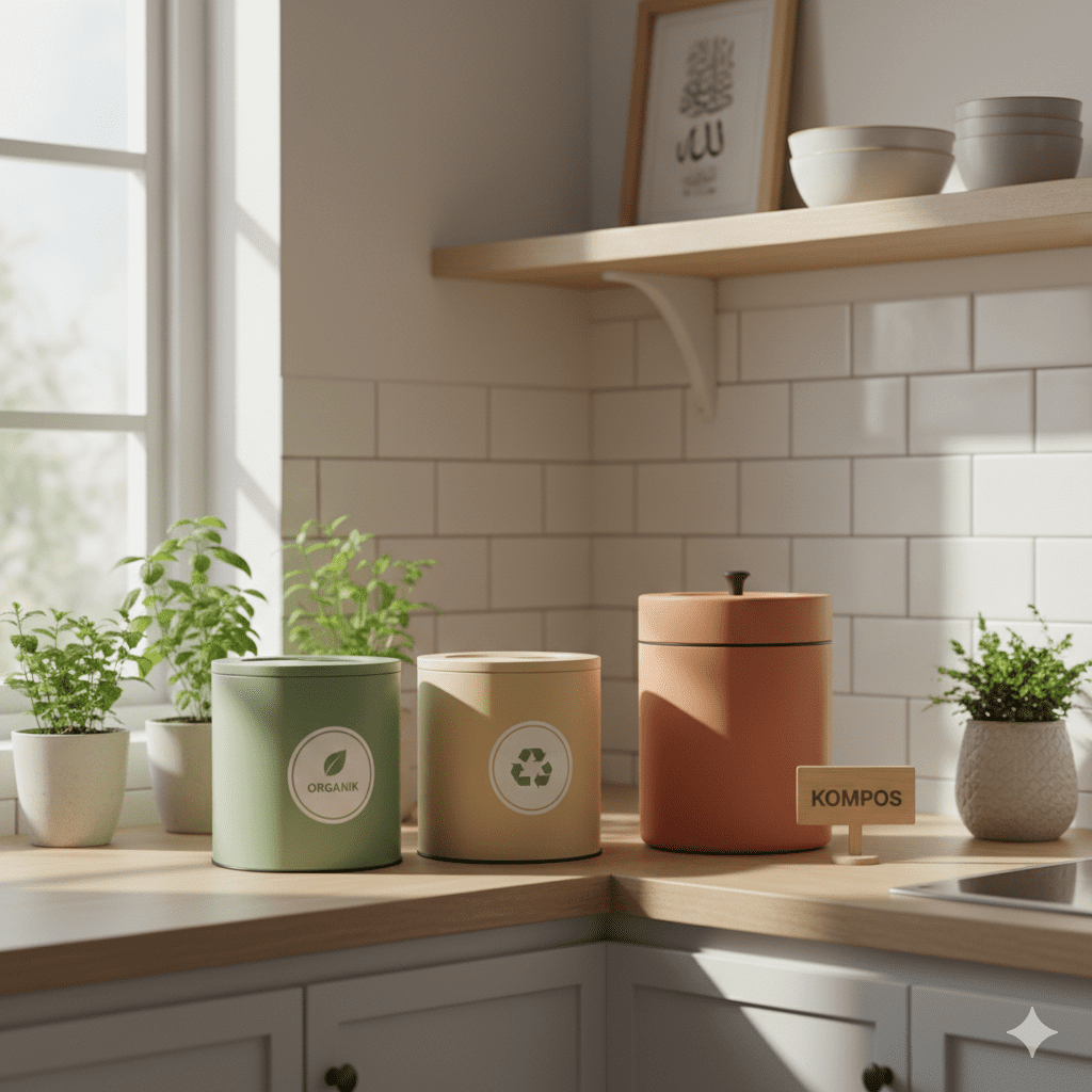 Sisa makanan dapur yang dipilah dan diolah menjadi kompos di rumah tangga hijau muslim