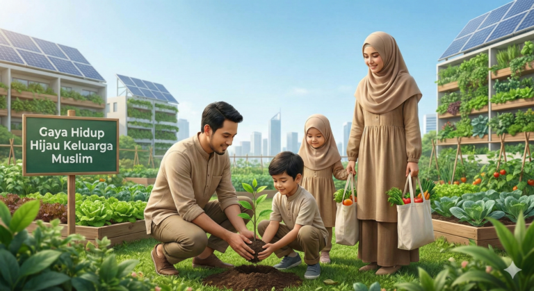 Muslim menjalani gaya hidup islami ramah lingkungan dengan berkelanjutan