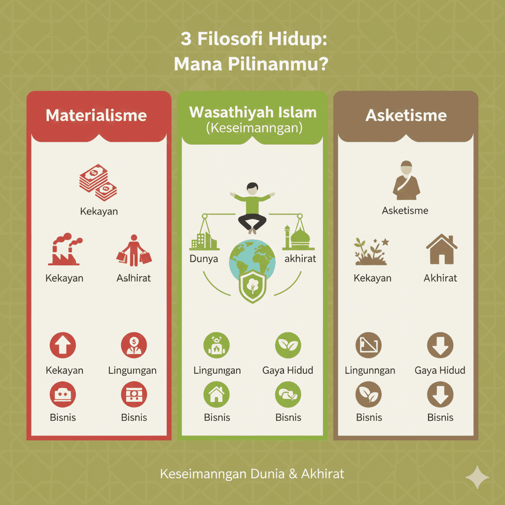 keseimbangan dunia akhirat islam materialisme asketisme perbandingan gaya hidup muslim berkelanjutan al qashas 77