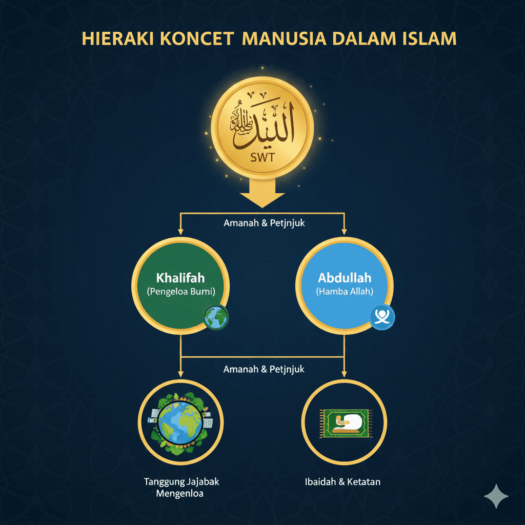 infografis konsep hierarki khalifah dan abdullah islam