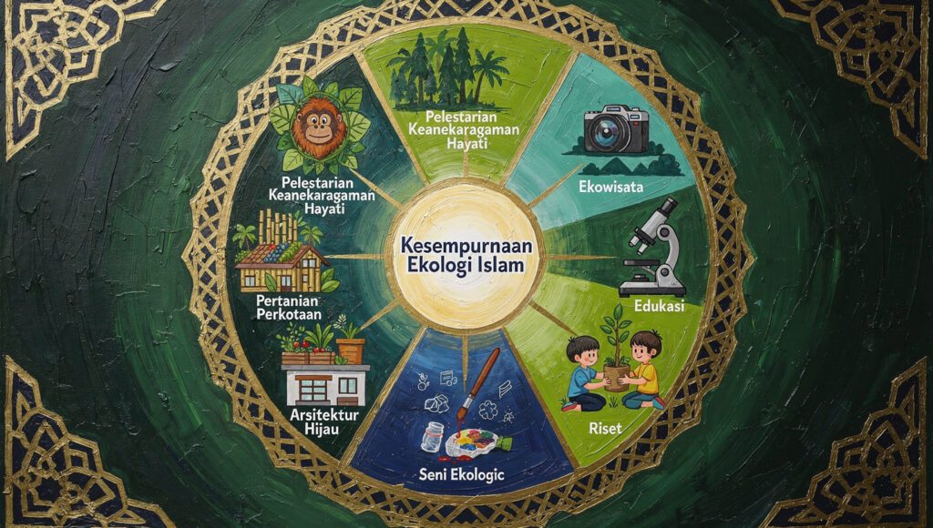 7 pilar maslahah tahsiniyyah lingkungan: konservasi biodiversity, eco-tourism, urban farming, green architecture, eco-art, riset, edukasi