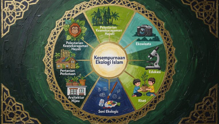 7 pilar maslahah tahsiniyyah lingkungan: konservasi biodiversity, eco-tourism, urban farming, green architecture, eco-art, riset, edukasi