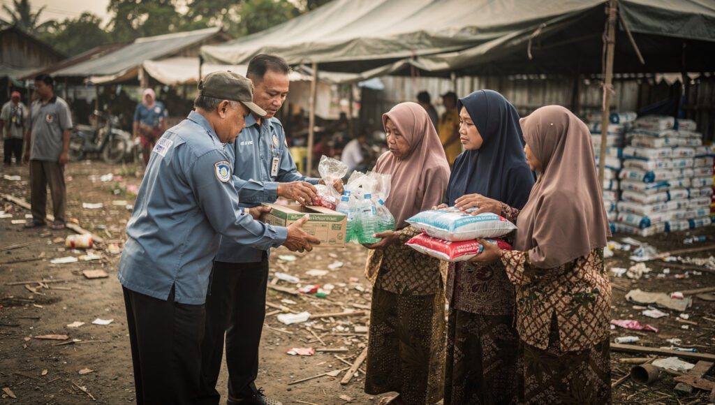 Adab membantu korban bencana - Relawan Muslim membantu dengan ikhlas tanpa riya