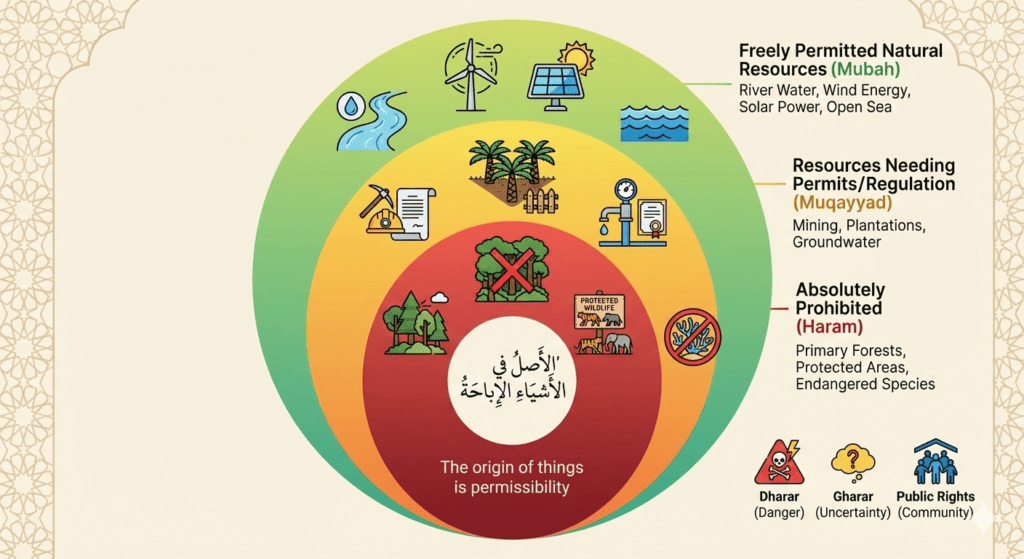 al ashlu fil asyya al ibahah hukum asal sumber daya alam boleh dengan batasan dharar gharar hak publik