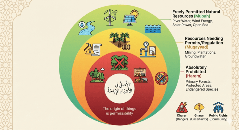 al ashlu fil asyya al ibahah hukum asal sumber daya alam boleh dengan batasan dharar gharar hak publik