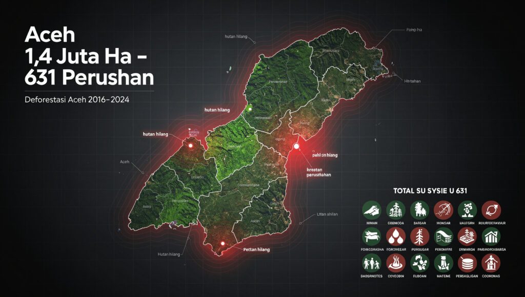 Data ijtihad deforestasi masif perubahan iklim tentang deforestasi Aceh 1.4 juta hektare dan 631 perusahaan