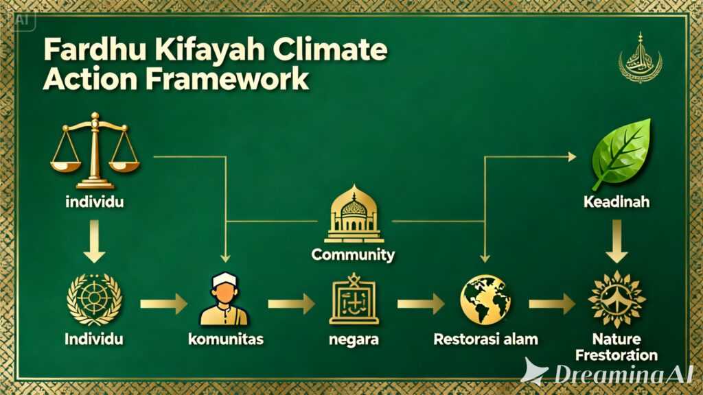 Diagram ijtihad perubahan iklim tentang fardhu kifayah dalam aksi iklim