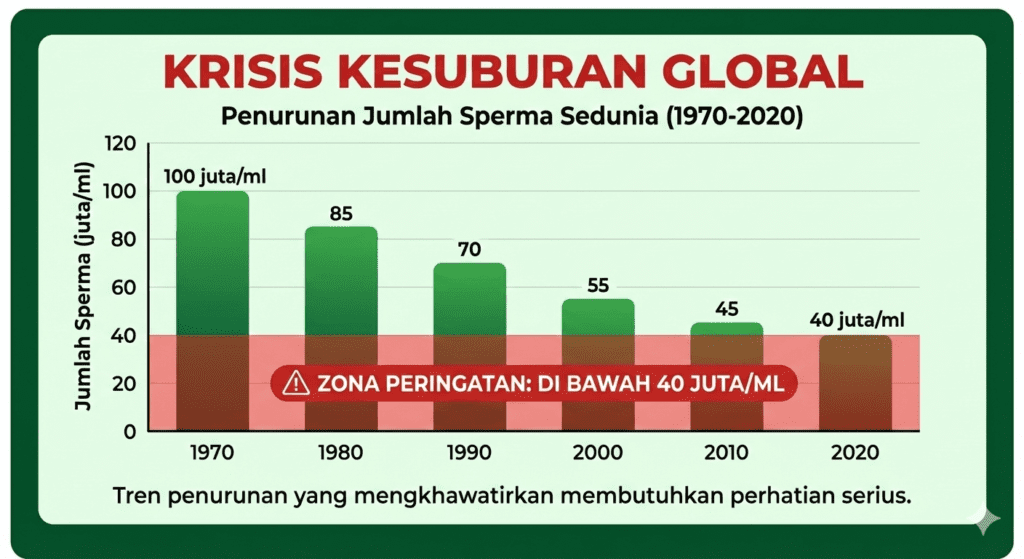 Grafik penurunan kesuburan pria global 1970-2020 krisis hifdz al nasl reproduksi