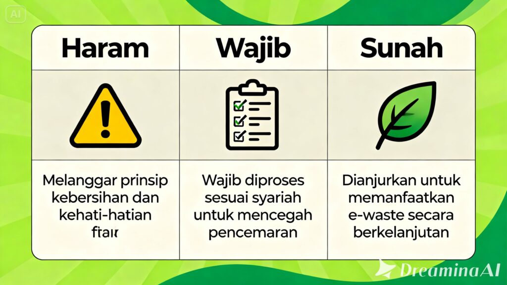 Tabel hukum e-waste dalam ijtihad-e-waste-syariah antara haram wajib dan sunnah