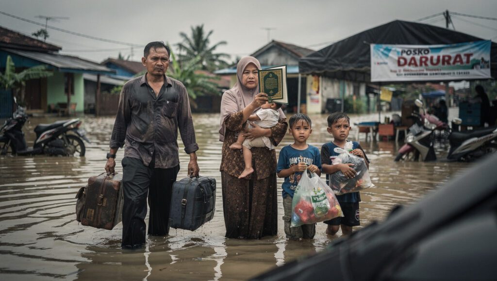 Hukum mengungsi saat bencana dalam Islam memperbolehkan keluarga Muslim meninggalkan rumah untuk menyelamatkan nyawa seperti pengungsi banjir Aceh 2025