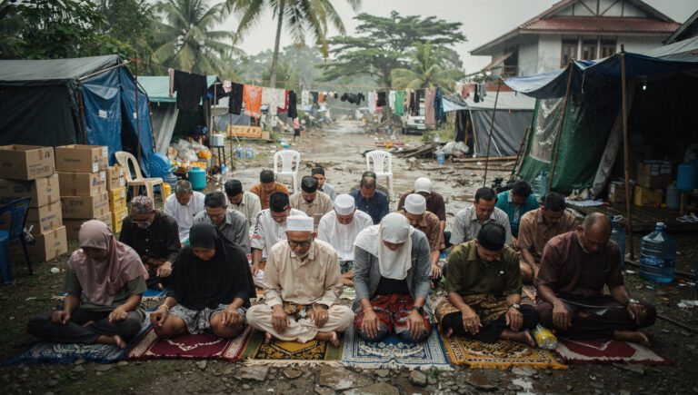 Hukum shalat saat bencana - Muslim tetap menunaikan shalat meski dalam kondisi darurat