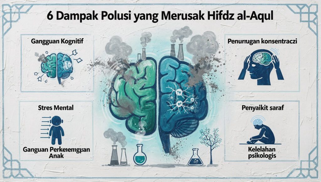 Infografis hifdz al aql dampak polusi terhadap akal dalam perspektif Islam