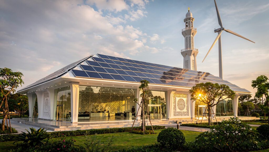 Masjid dengan energi terbarukan islam panel surya