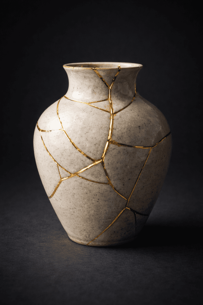 Objek yang rusak tapi diperbaiki dengan lebih indah. Emosi ketahanan, keindahan dari luka, transformasi.
cara menguatkan hati setelah musibah