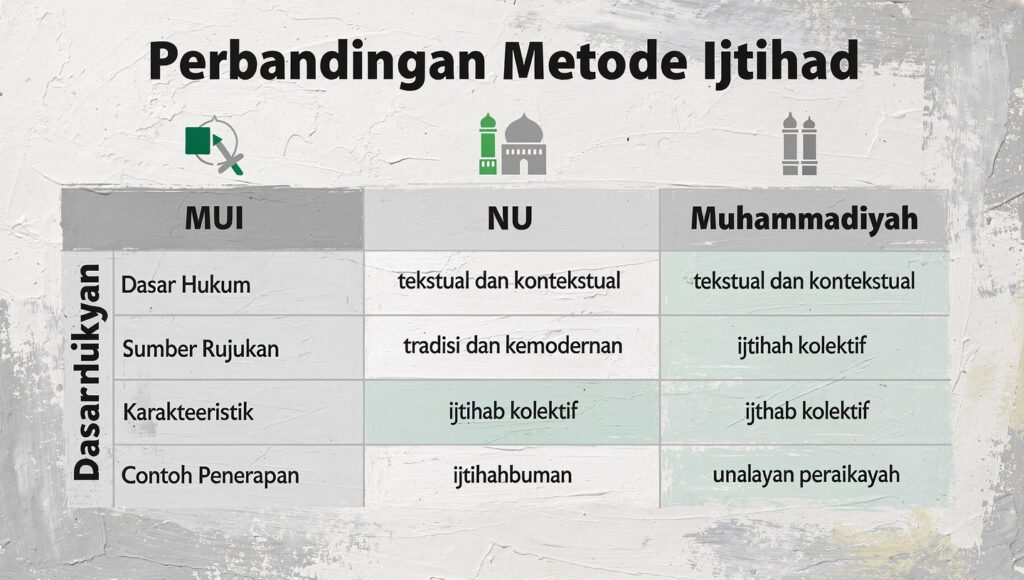 Tabel ijtihad deforestasi masif perbandingan metode MUI NU dan Muhammadiyah