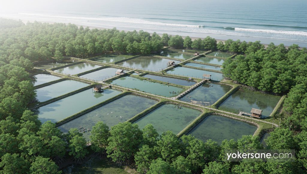 "Sistem Silvofishery Hasil Penanaman Mangrove Sidoarjo di Area Tambak"