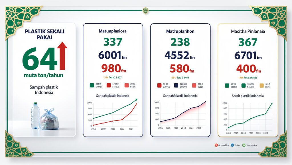 Statistik masalah lingkungan Indonesia - Data plastik 64 juta ton, e-waste 1.6 juta ton, emisi 1.8 gigaton CO2, deforestasi 115 ribu hektare per tahun