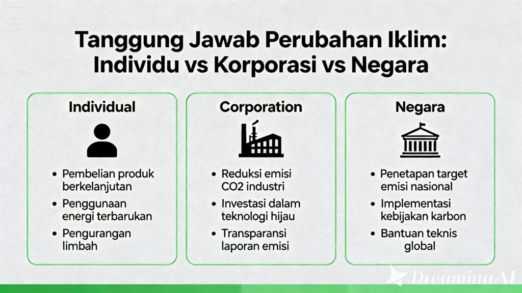 Tabel ijtihad perubahan iklim tentang tanggung jawab individu korporasi dan negara