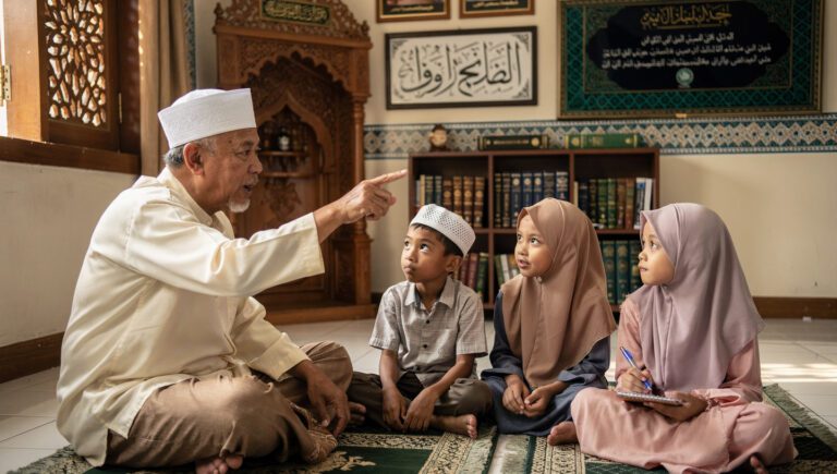 Ustadz mengajarkan doa dan dzikir perlindungan Doa Saat Gempa Bumi kepada anak-anak muslim