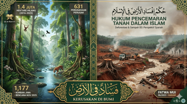 Perbandingan hutan Sumatra utuh vs deforestasi menurut hukum Islam