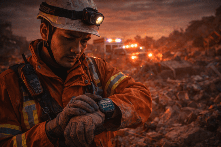 bolehkah menunda shalat karena bencana alam? Petugas penyelamat memeriksa waktu shalat di sela-sela operasi pencarian korban bencana